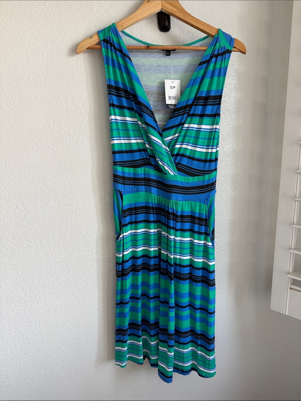 George Green and Blue Striped Midi Dress